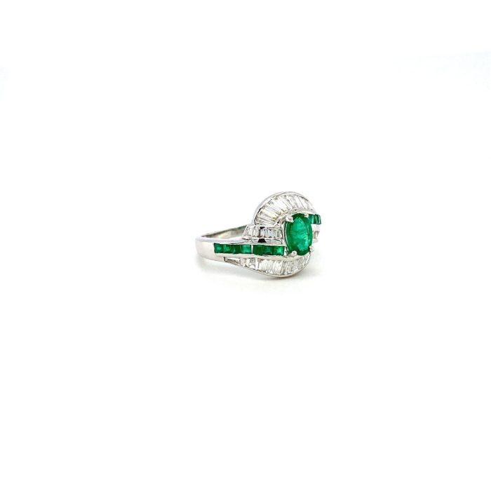 Emerald and Diamond Ring in 18K White Gold | Save 33% - Rajasthan Living 6