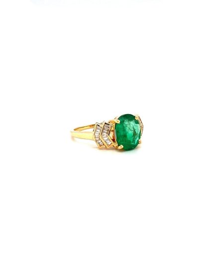 Emerald and Diamond Ring in 14K Yellow Gold | Save 33% - Rajasthan Living 3