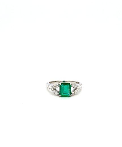 Emerald and Diamond Ring in 18K White Gold | Save 33% - Rajasthan Living 5