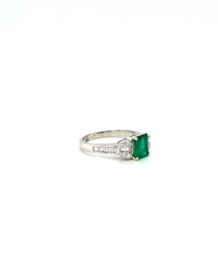 Emerald and Diamond Ring in 18K White Gold | Save 33% - Rajasthan Living 7