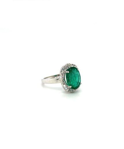 Emerald and Diamond Ring in 18K White Gold | Save 33% - Rajasthan Living 3