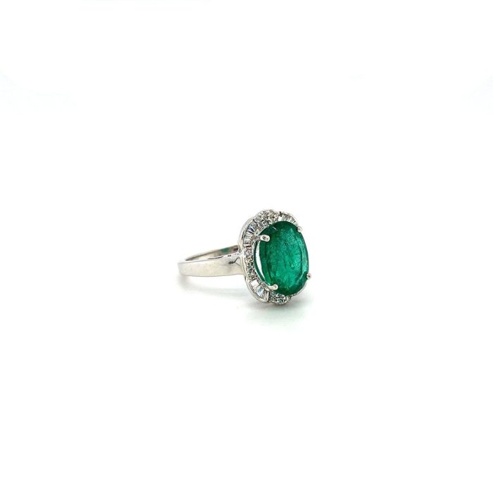 Emerald and Diamond Ring in 18K White Gold | Save 33% - Rajasthan Living 6