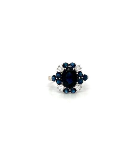 Sapphire and Diamond Ring in 18K White Gold | Save 33% - Rajasthan Living