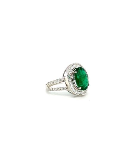 Emerald and Diamond Ring in 18K White Gold | Save 33% - Rajasthan Living 3