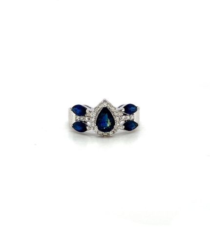 Sapphire and Diamond Ring in 18K White Gold | Save 33% - Rajasthan Living