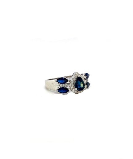 Sapphire and Diamond Ring in 18K White Gold | Save 33% - Rajasthan Living 3