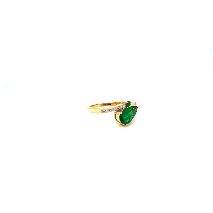 Emerald and Diamond Ring in 14K Yellow Gold | Save 33% - Rajasthan Living 6