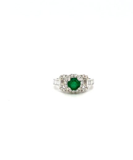 Emerald and Diamond Ring in 14K White Gold | Save 33% - Rajasthan Living