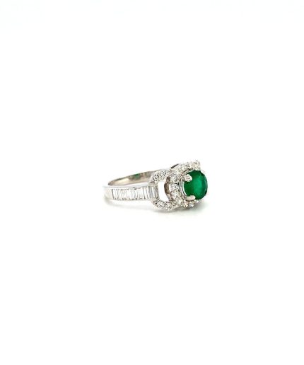 Emerald and Diamond Ring in 14K White Gold | Save 33% - Rajasthan Living 3