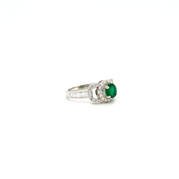 Emerald and Diamond Ring in 14K White Gold | Save 33% - Rajasthan Living 6