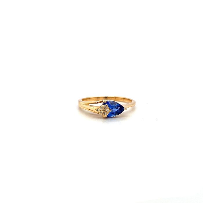 Sapphire and Diamond Ring in 14K Yellow Gold | Save 33% - Rajasthan Living 5