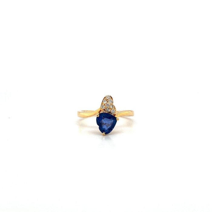 Sapphire and Diamond Ring in 14K Yellow Gold | Save 33% - Rajasthan Living 5