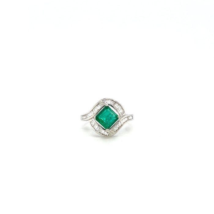 Emerald and Diamond Ring in 18K White Gold | Save 33% - Rajasthan Living 5