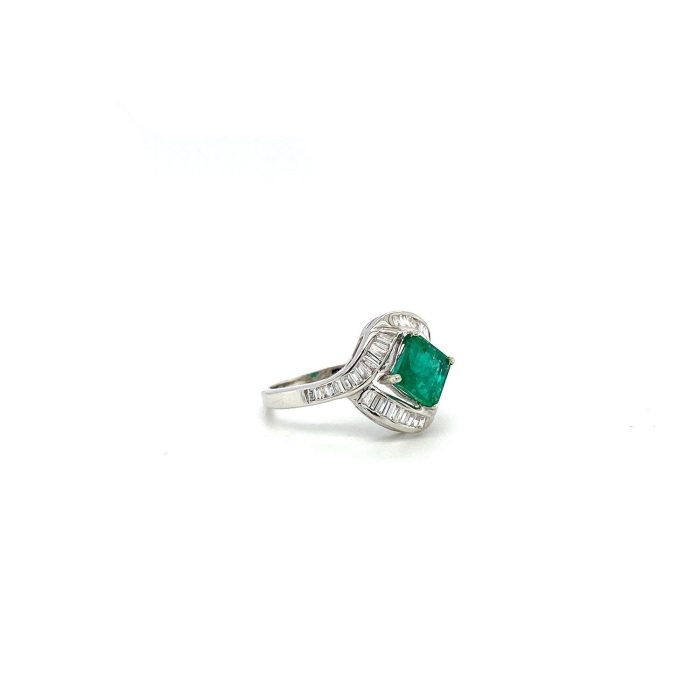 Emerald and Diamond Ring in 18K White Gold | Save 33% - Rajasthan Living 6