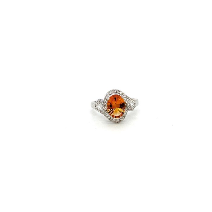 Citrine and Diamond Ring in 18K White Gold | Save 33% - Rajasthan Living 5