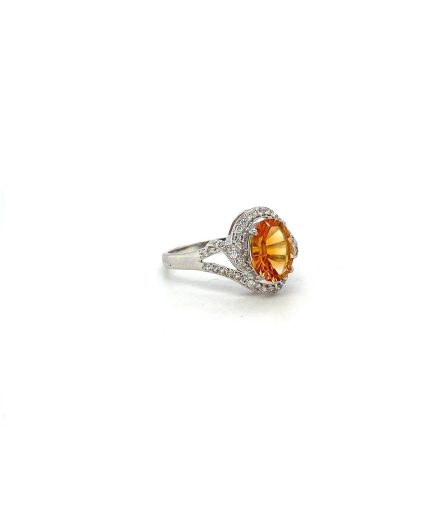 Citrine and Diamond Ring in 18K White Gold | Save 33% - Rajasthan Living 3