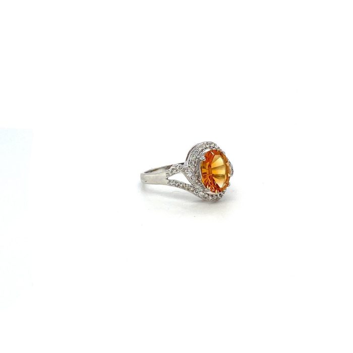 Citrine and Diamond Ring in 18K White Gold | Save 33% - Rajasthan Living 6