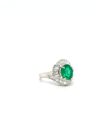 Emerald and Diamond Ring in 18K White Gold | Save 33% - Rajasthan Living 3