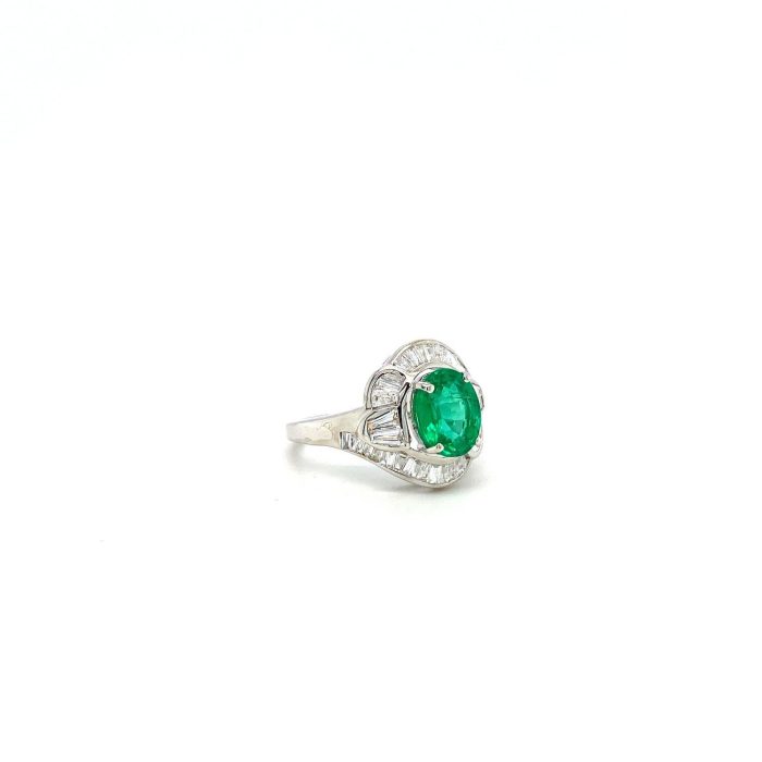 Emerald and Diamond Ring in 18K White Gold | Save 33% - Rajasthan Living 6