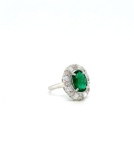 Emerald and Diamond Ring in 18K White Gold | Save 33% - Rajasthan Living 3