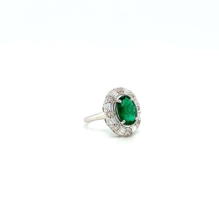 Emerald and Diamond Ring in 18K White Gold | Save 33% - Rajasthan Living 6