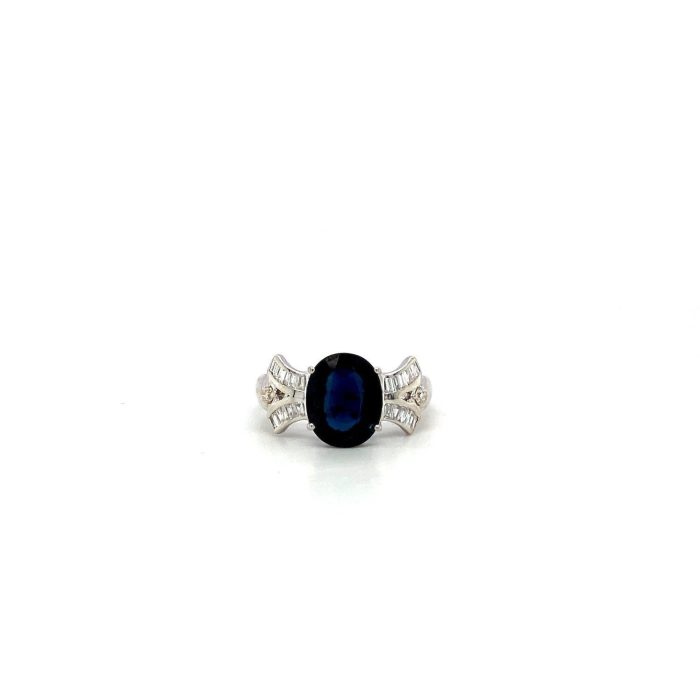 Sapphire and Diamond Ring in 18K White Gold | Save 33% - Rajasthan Living 5