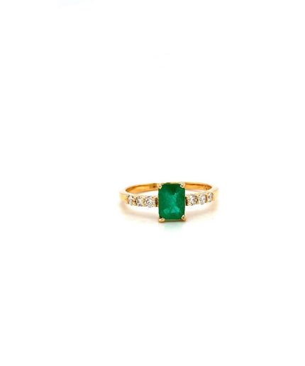 Emerald and Diamond Ring in 18K Yellow Gold | Save 33% - Rajasthan Living