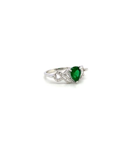 Emerald and Diamond Ring in 18K White Gold | Save 33% - Rajasthan Living 3