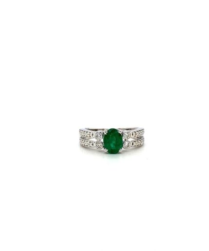 Emerald and Diamond Ring in 18K White Gold | Save 33% - Rajasthan Living 5