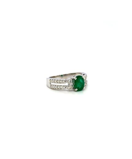 Emerald and Diamond Ring in 18K White Gold | Save 33% - Rajasthan Living 7