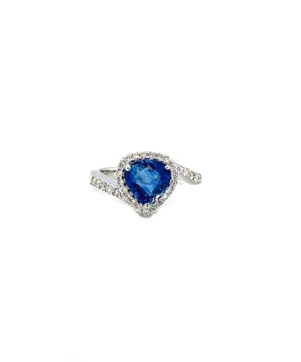 Sapphire and Diamond Ring in 18K White Gold | Save 33% - Rajasthan Living