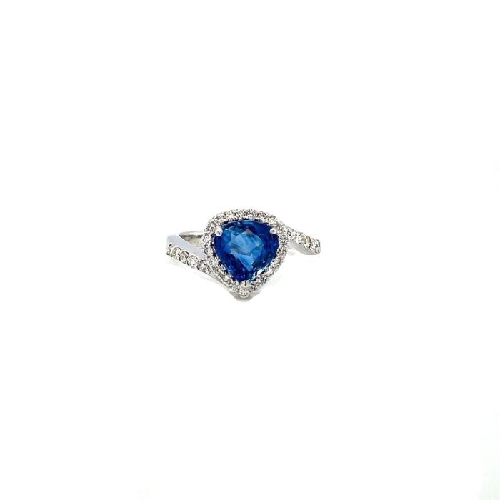 Sapphire and Diamond Ring in 18K White Gold | Save 33% - Rajasthan Living 5