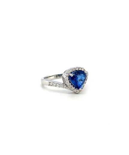 Sapphire and Diamond Ring in 18K White Gold | Save 33% - Rajasthan Living 3