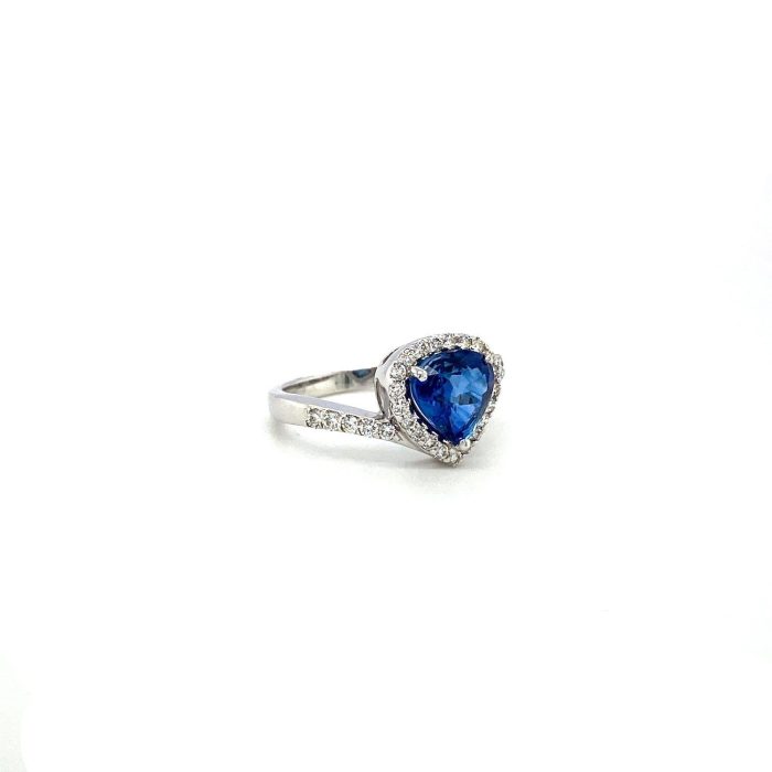 Sapphire and Diamond Ring in 18K White Gold | Save 33% - Rajasthan Living 6