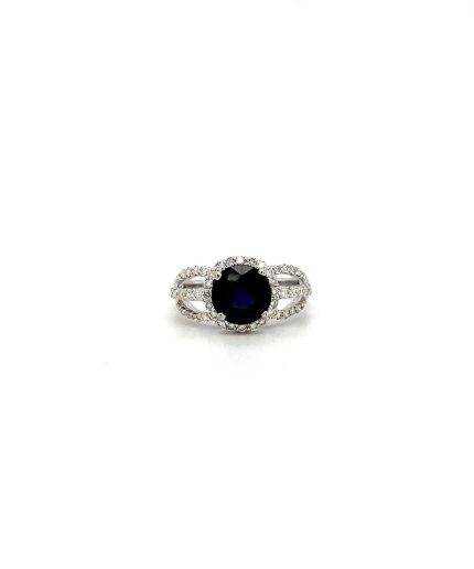 Sapphire  and Diamond Ring in 18K White Gold | Save 33% - Rajasthan Living