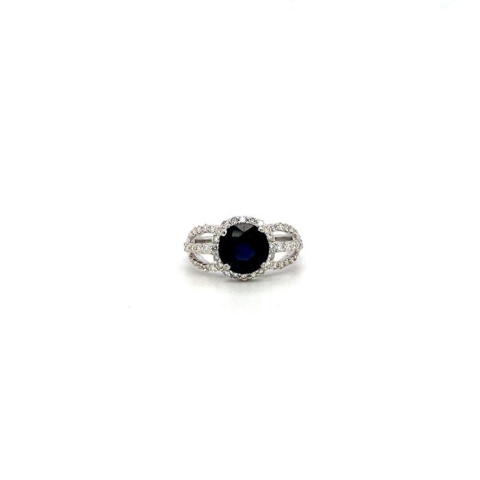 Sapphire  and Diamond Ring in 18K White Gold | Save 33% - Rajasthan Living 5