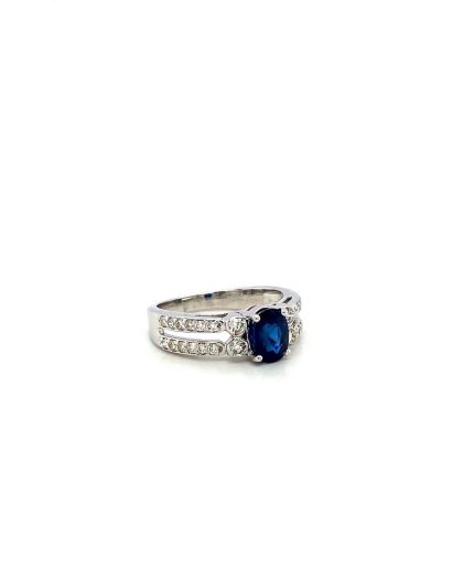 Sapphire and Diamond Ring in 18K White Gold | Save 33% - Rajasthan Living 3