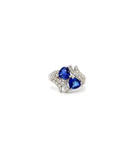 Sapphire and Diamond Ring in 18K White Gold | Save 33% - Rajasthan Living