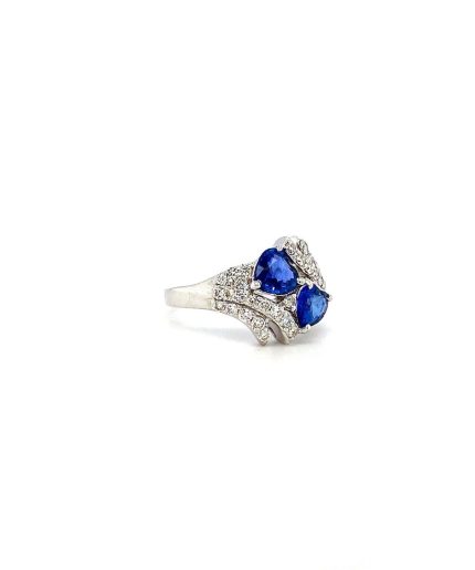 Sapphire and Diamond Ring in 18K White Gold | Save 33% - Rajasthan Living 3
