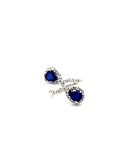 Sapphire and Diamond Ring in 18K White Gold | Save 33% - Rajasthan Living