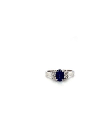 Sapphire and Diamond Ring in 18K White Gold | Save 33% - Rajasthan Living