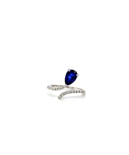 Sapphire and Diamond Ring in 18K White Gold | Save 33% - Rajasthan Living