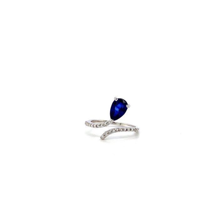 Sapphire and Diamond Ring in 18K White Gold | Save 33% - Rajasthan Living 5