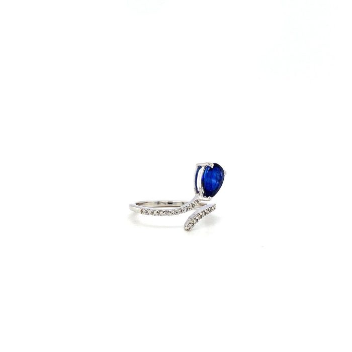 Sapphire and Diamond Ring in 18K White Gold | Save 33% - Rajasthan Living 6