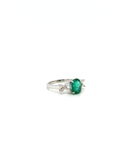 Emerald and Diamond Ring in 18K White Gold | Save 33% - Rajasthan Living 3