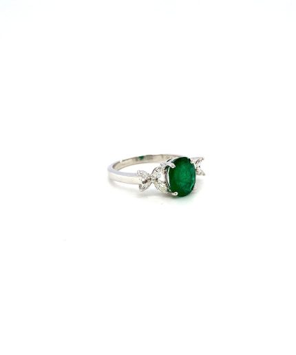 Emerald and Diamond Ring in 18K White Gold | Save 33% - Rajasthan Living 3