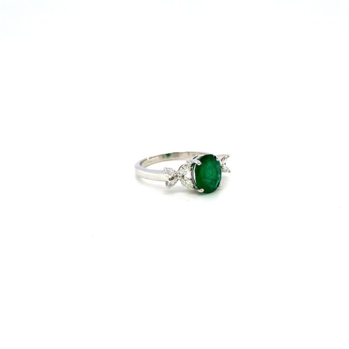 Emerald and Diamond Ring in 18K White Gold | Save 33% - Rajasthan Living 6