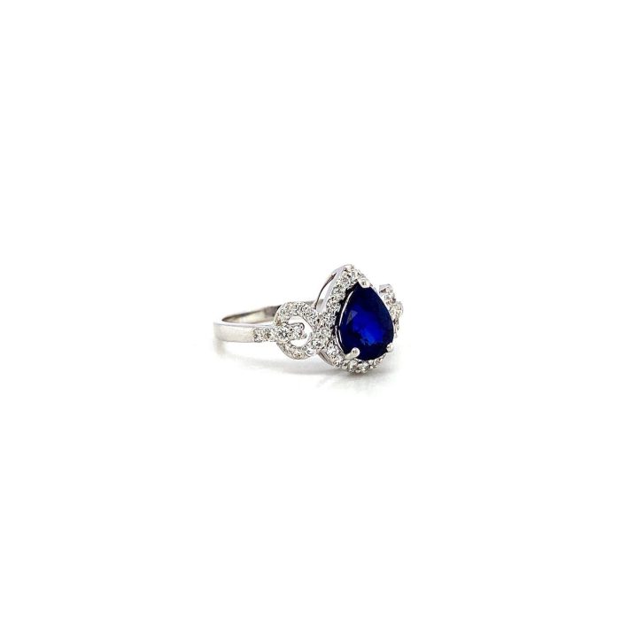 Sapphire and Diamond Ring in 18K White Gold | Save 33% - Rajasthan Living 6