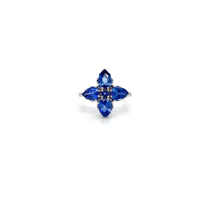 Sapphire and Diamond Ring in 14K White Gold | Save 33% - Rajasthan Living 5