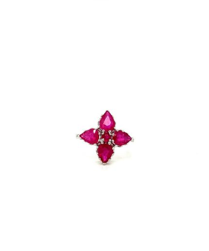 Ruby and Diamond Ring in 14K White Gold | Save 33% - Rajasthan Living